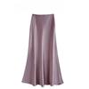 Women's High Waist Glossy Satin Mermaid Midi Skirt