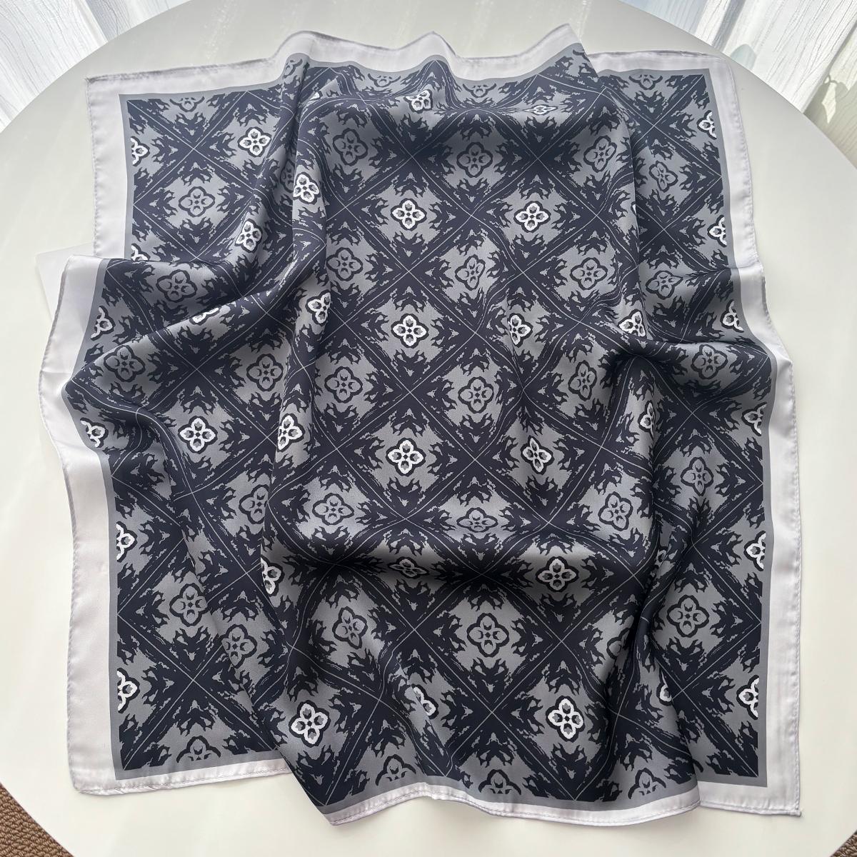 Women Square Scarf Silk Imitation Luxury Print Neckerchief Bandana Lady Shawl Scarves Wrap Head Hair Band Ties