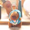 Chaveiro Pingente Capivara Desenho Animado Fofo Brinquedo de Pelúcia Boneca Pendente para Bolsa Boneca Kapila Adorável com Roupas Chaveiro de Animal
