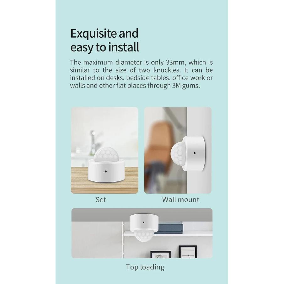 Tuya 2 in 1 Zigbee Mini PIR Motion Detector + Bright Lux Light Passive Infrared Security Burglar Alarm Sensor App Remote Control