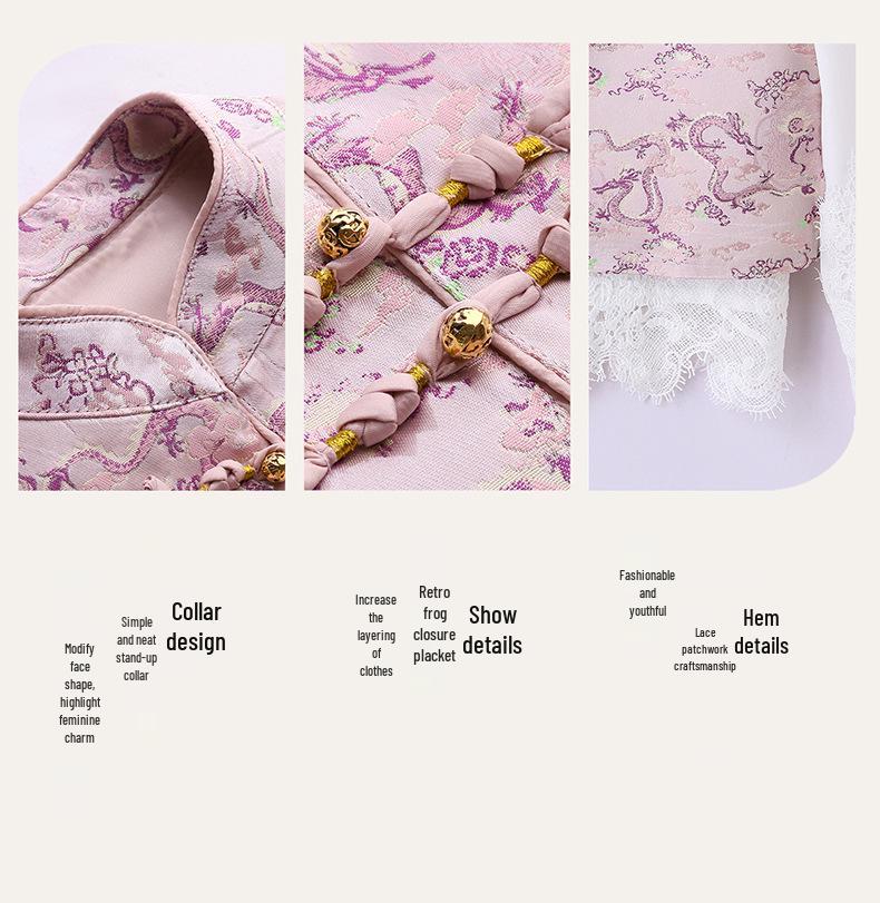 2025 Spring/Fall Women's Lace Shirt & Printed Vest Two-Piece Set