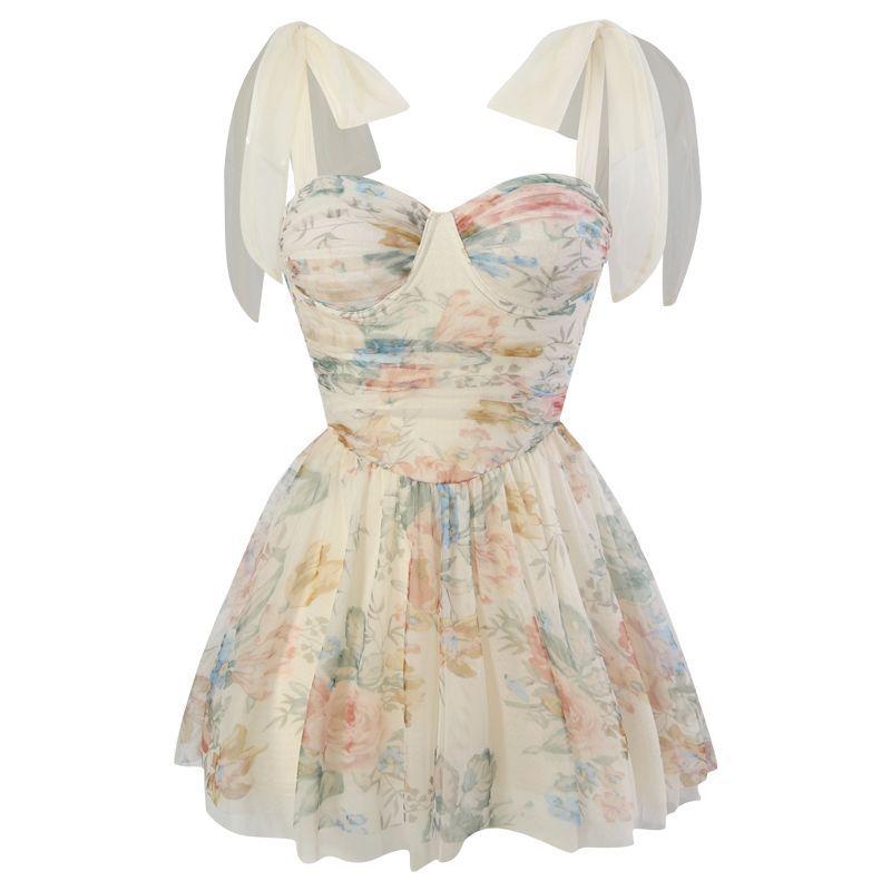 2025 Korea Šik Nové Plavky Ženy Květinový Potisk Letní Plážové Šaty Sexy Dívka Jednodílné Konzervativní Pohádkové Plavky