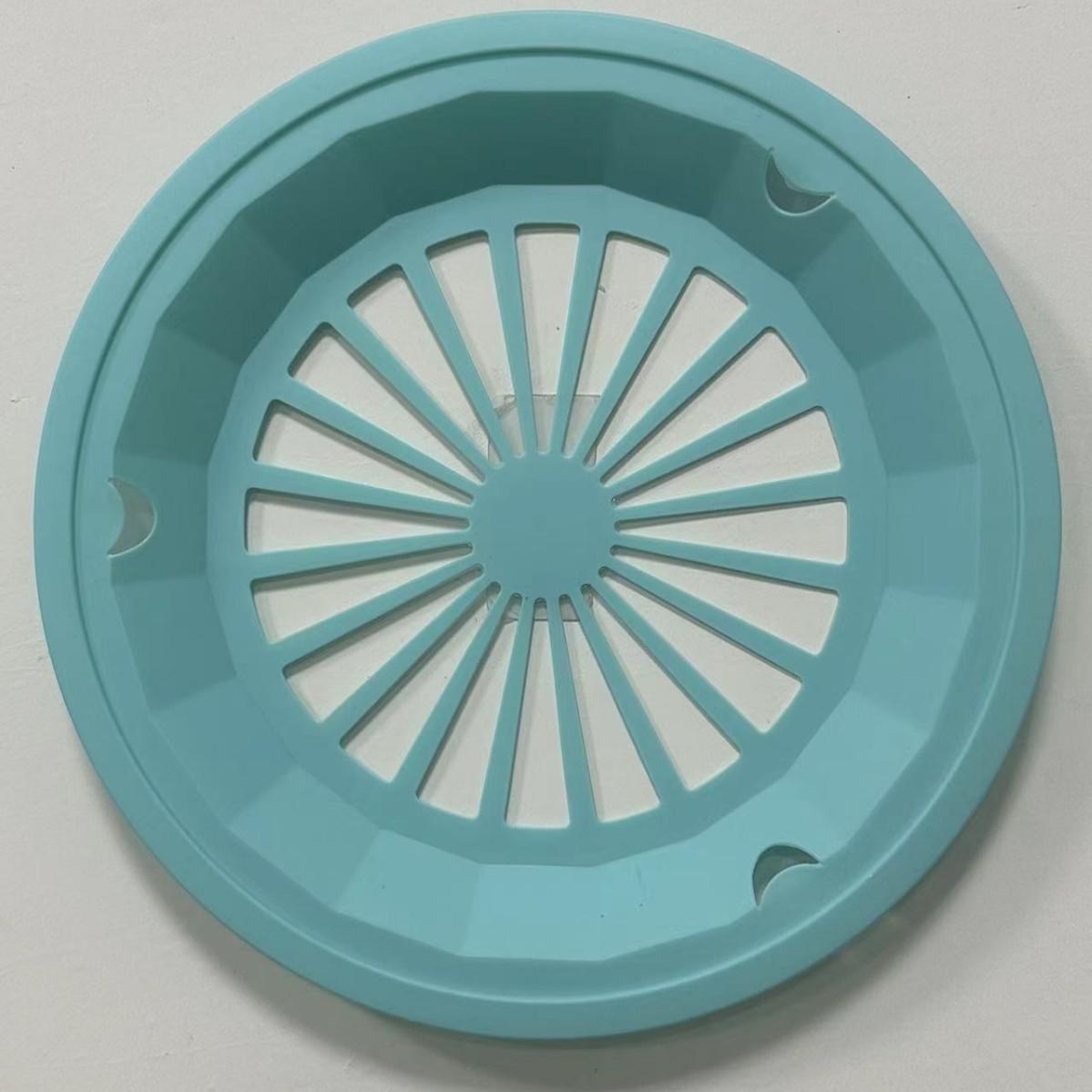 Plastic round hollow basket drainage basket outdoor picnic food placement plate barbecue tray drainage basket L небесно-голубой