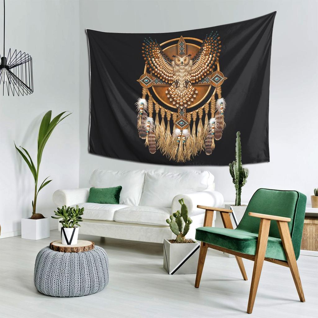 Native Mandala Owl American Tapestry Decoration Art Aesthetic Tapestries for Living Room Bedroom Home Wall Cloth Wall Hanging