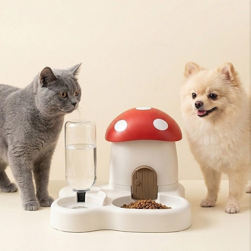 2-in-1 Cat Food Dispenser Gravity System Pet Food Water Set New Dog Feeding Station Home Use