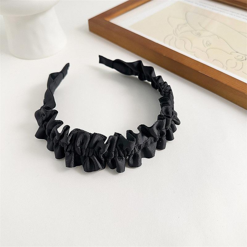 Spring And Autumn Fashion Ruffle Lace Headband Black Wide Hair Bands For Girls Women Hair Hoops Bezel Headbands Hair Accessories