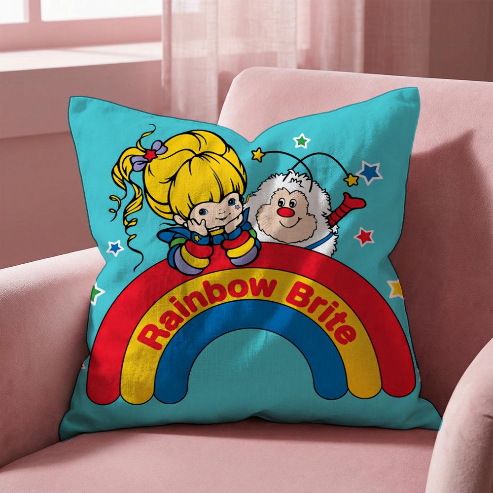 R-Rainbows Cute Brite Cushion Cover Multi-Scene Pillow Cover for Home & Car - Reversible, Soft & Durable for Daily Use