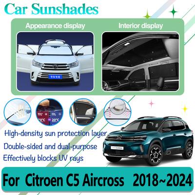 For Citroen C5 Aircross 2018~2024 Auto Full Sun Visor Windshield Shading Side Window Anti-UV Sun Protector Cover Car Accessories