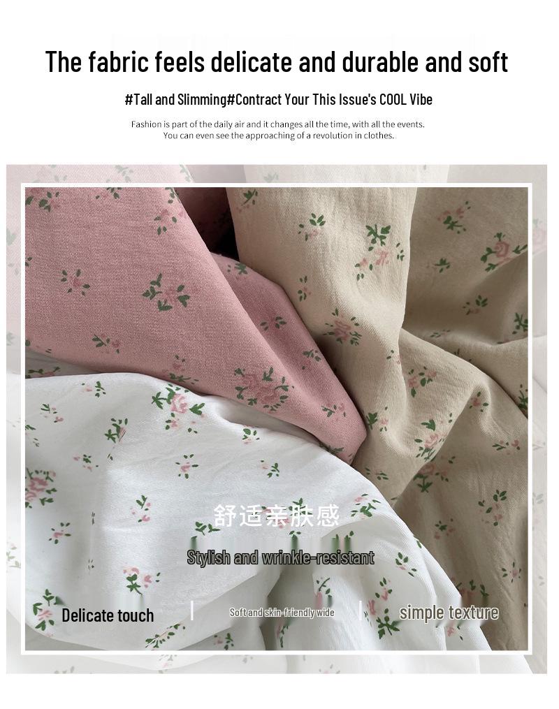 Korean Floral Wide-Leg High-Waist Drawstring Pants for Women - Spring/Summer