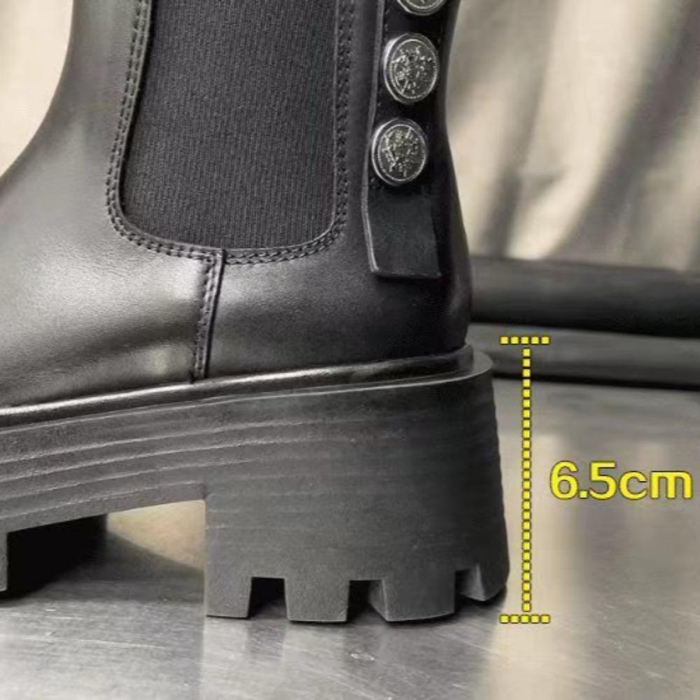 Fashion Women's Boots Woman Winter 2024 Leather New In Shoes Half Gothic Y2k Fashion Chelsea Autumn Booties Chunky Platform on Promotion