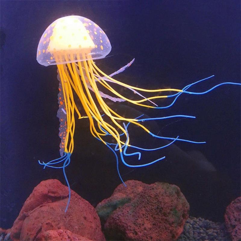Jellyfish Aquarium Decorations Bright Color Silicone Decor Artificial Jelly-Fish