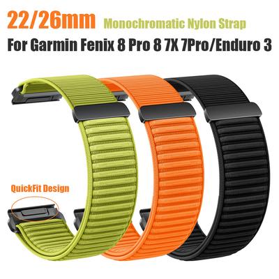 Cinturino per Orologio in Nylon da 22/26 mm per Garmin Fenix 8 Pro 8 7X 7Pro/Instinct 2X/Enduro 3/Tactix 8/forerunner 965 Cinturini di Ricambio