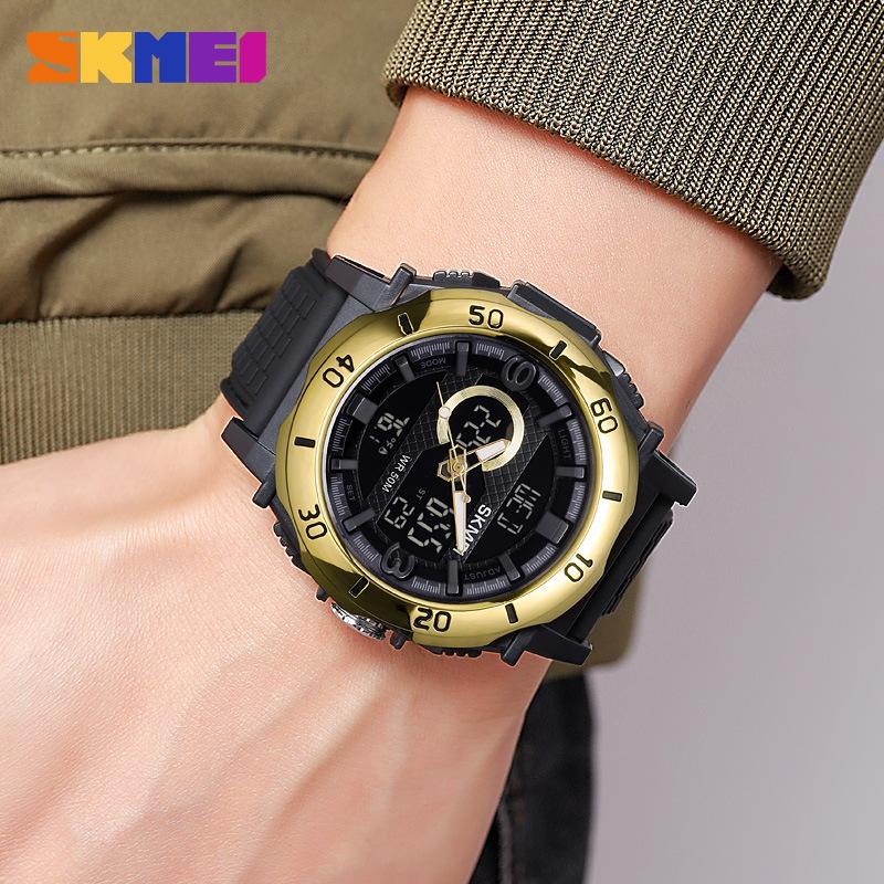 Reloj Deportivo para Exteriores Moment Beauty para Hombre, Tendencia de Doble Movimiento, Impermeable, Reloj Electrónico, Despertador Luminoso, Reloj Electrónico para Hombre