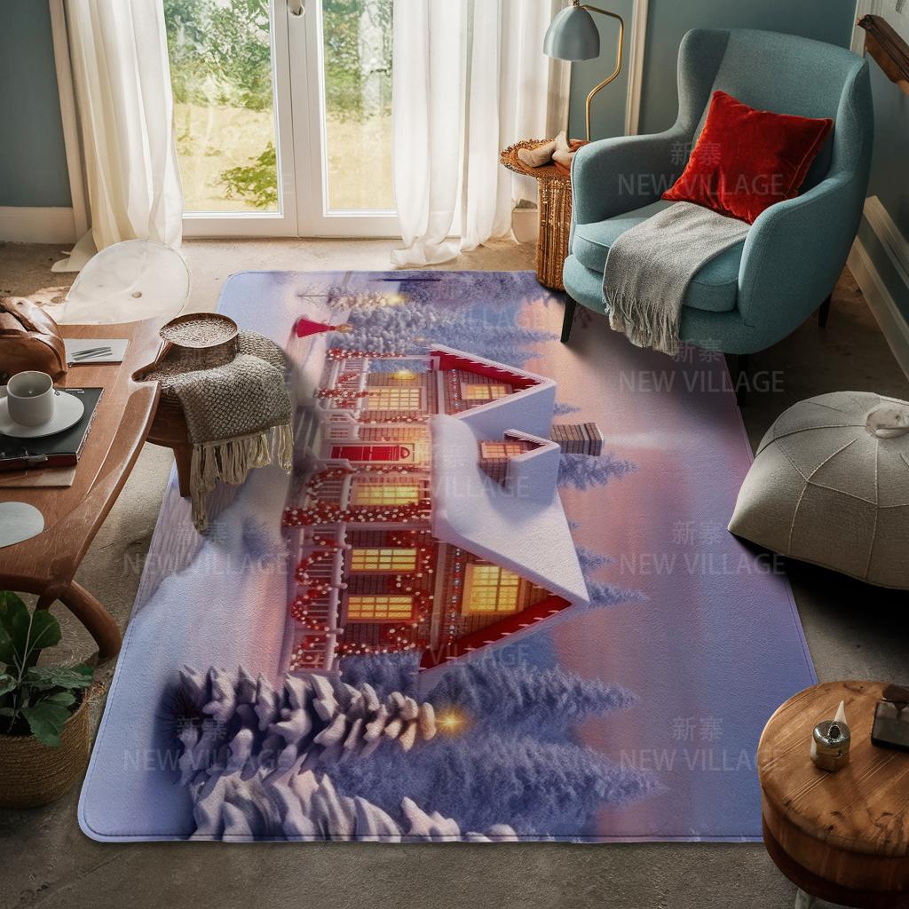 House Entrance Carpet Home Door Mat Living Room Bath Foot Bathroom Non-slip Water Absorption Rugs Bath Merry Christmas Winter