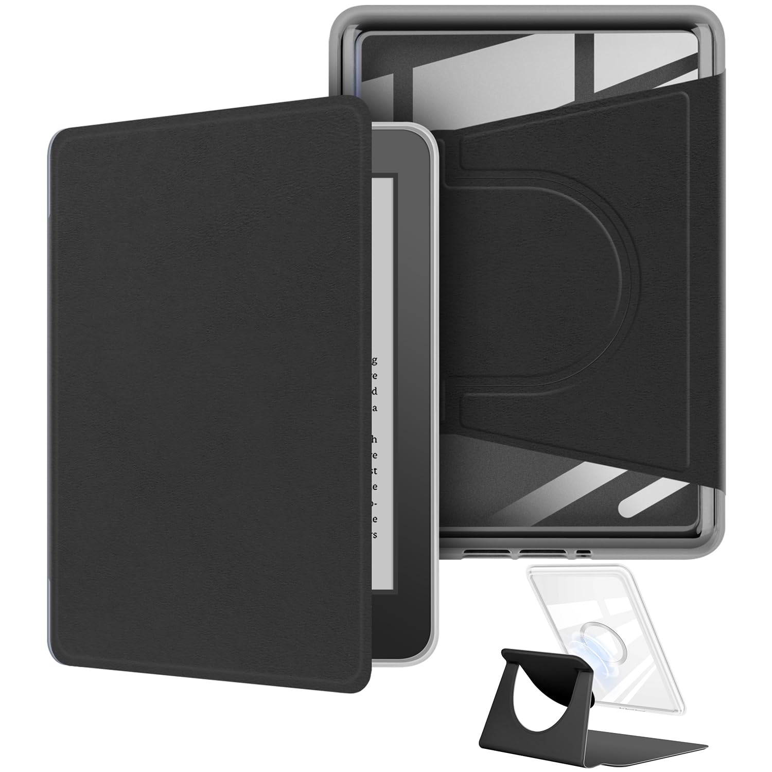 360 Rotating Kindle Paperwhite 11th Gen Case Magnetic Detachable Stand Transparent Back Cover Auto Sleep Wake Protective Kindle Paperwhite 11th Gen&TPU+Acrylic&6.8  чёрный