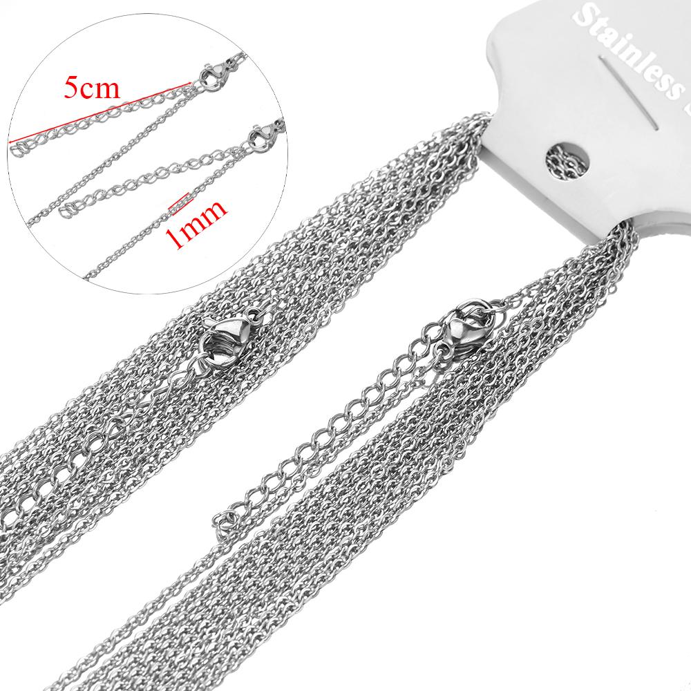 10pcs 45+5cm Gold Color Stainless Steel Link Chains In Bulk Necklaces Fashion Jewelry Adjustable Chains Wholesale Chokers DIY