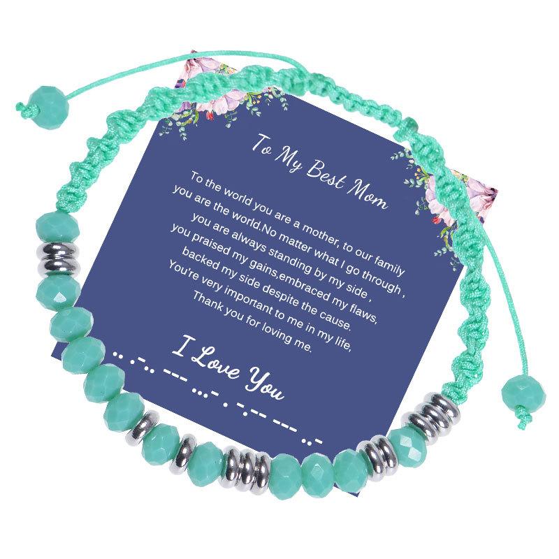 

JYL TS Bracelet Zodiac Heart Pendant Romantic Enhances Love & Destiny To My Mom-Morse Code резолюція синього кольору