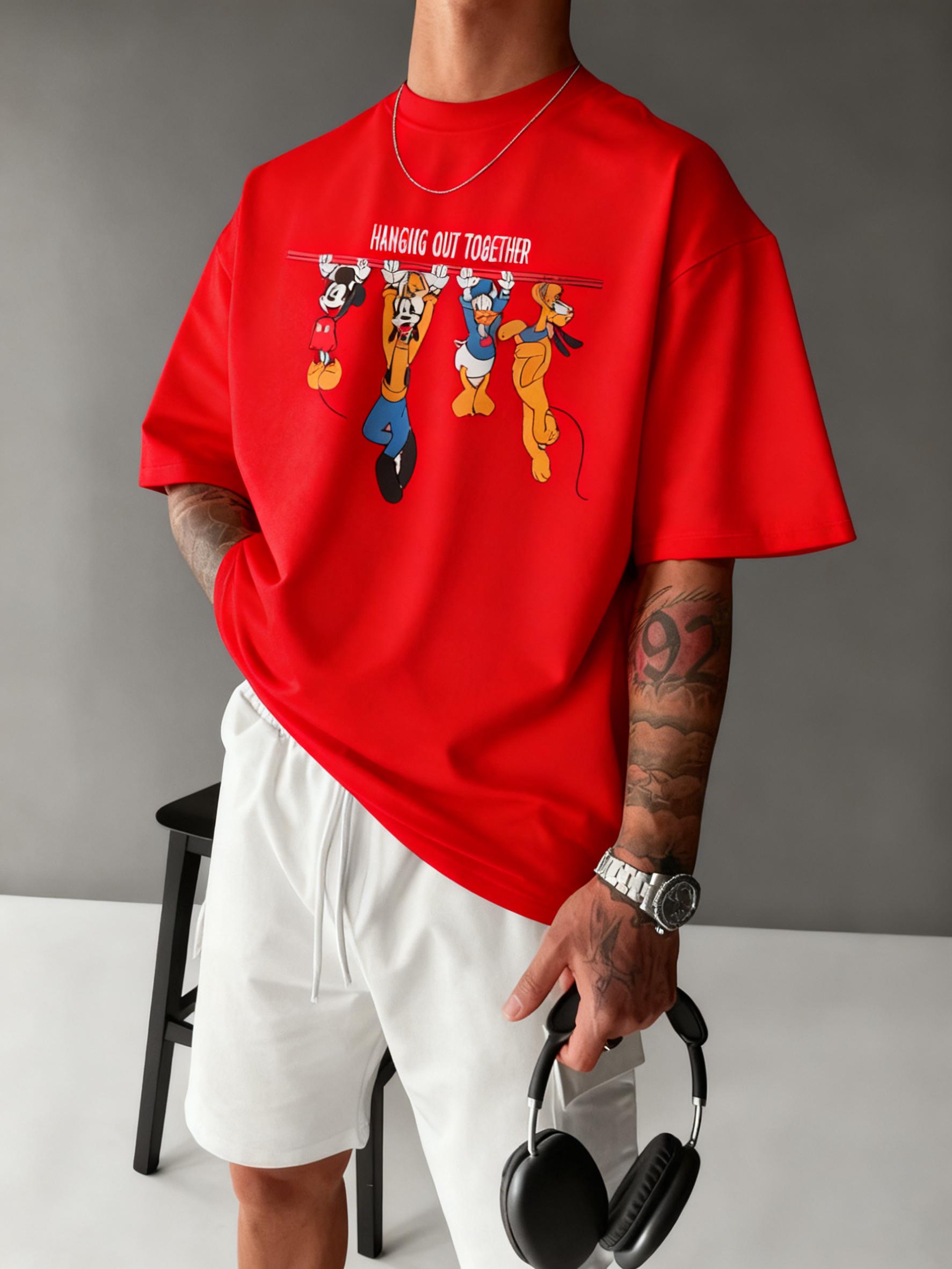Disney Mickey and Friends Printed Tshirt Summer Men Women Oversized Fashionable Parentchild Top Loose Casual Streetwear Cute S
