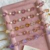 Pink four-leaf flower bracelet freshwater pearl natural crystal bracelet, sweet Internet celebrity small fragrance citrine bracelet.