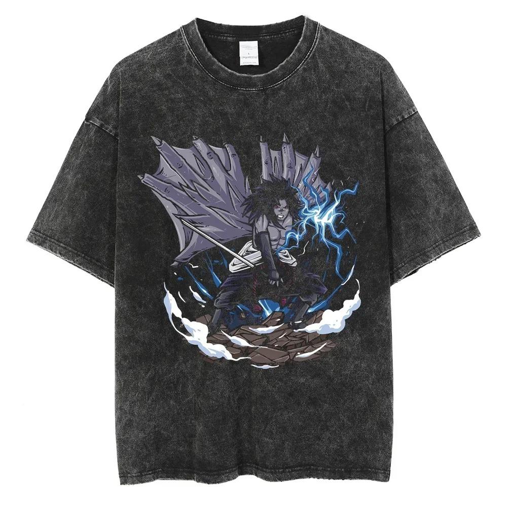

Washed Anime Naruto Print T Shirt Men Women Hip Hop Streetwear T-Shirt Harajuku Cotton Short Sleeve Casual Tshirt Summer Tops Tees XXXL темно-синього кольору