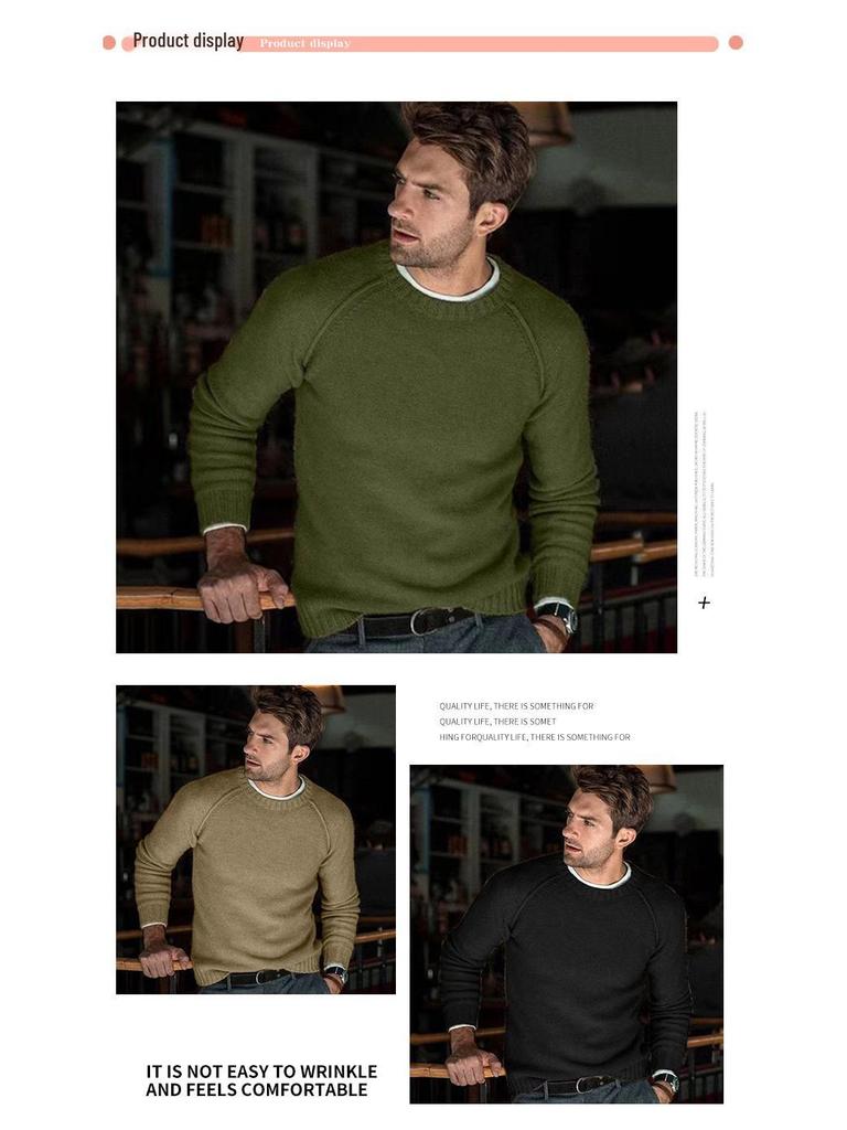 2024 Men's Autumn/Winter Casual Solid Knit Sweater