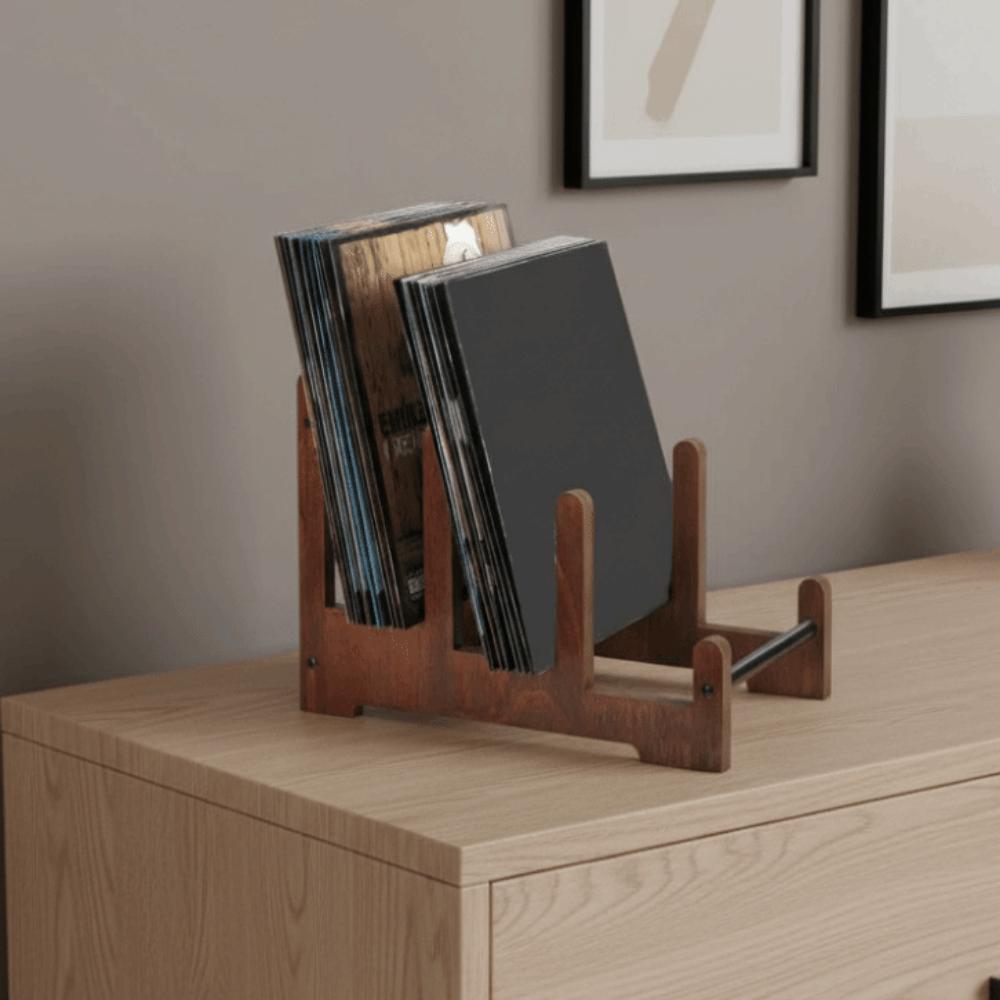 Large Capacity Vinyl Record Holder Brown Book Storage Rack Vintage CD Display Stand  CDs
