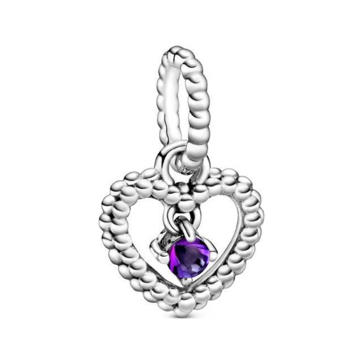 Pandora Embedded Design Silver Pendant Women jewelry Purple 798854C03 Shopping Bag