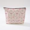 Pink Bowknot Zipper Storage Bag Travel Portable Wash Pouch Student Pencil Case Multi-Purpose Organizer for Women