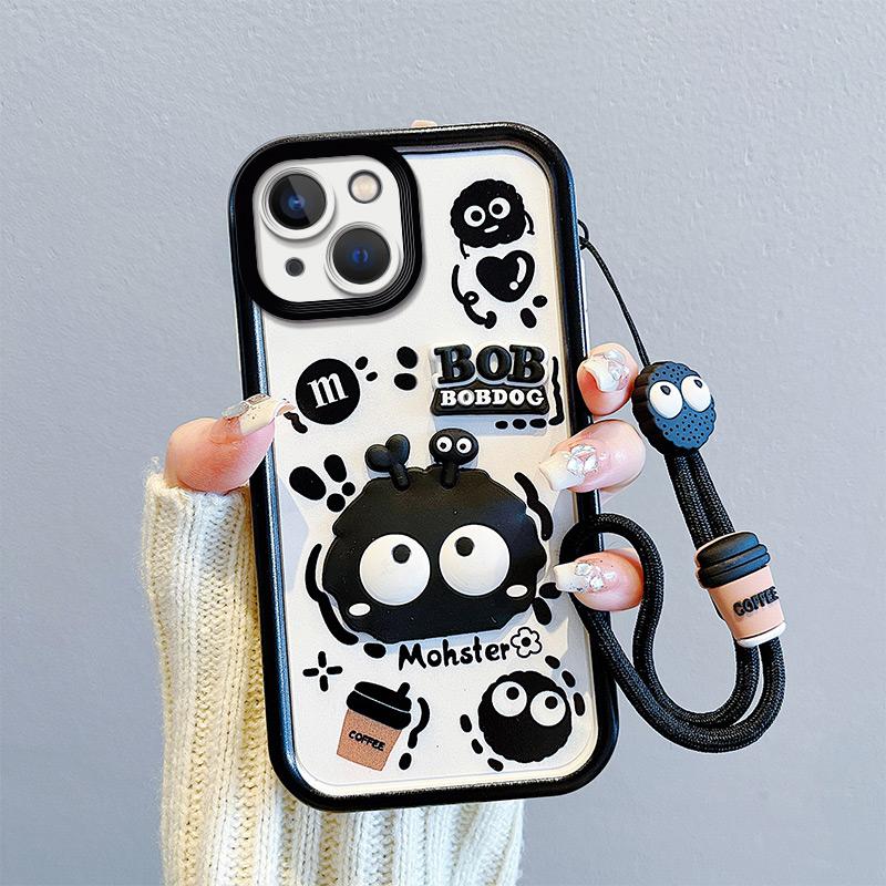 KEYSION Shockproof Case for iPhone 13 Pro Max with Lanyard Soft Silicone Cute 3D Cartoon Doll Phone Cover for iPhone 12 11 Pro Max