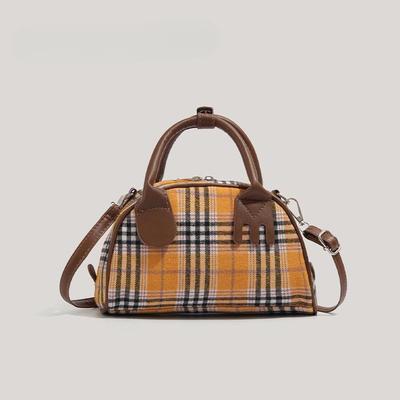 Tasche Nische Retro Bowlingtasche Karomuster Handrechnung Schultertasche Pendler Mode Umhängetasche Frau