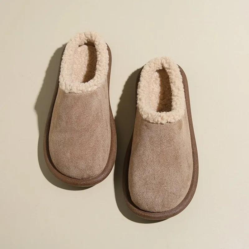 

Fashion 2024 High Quality Shoes Female Closed Toe Women s Slippers Warm Casual Slippers Women Round Toe Flat with Outdoor Shoes Women 35 хаки