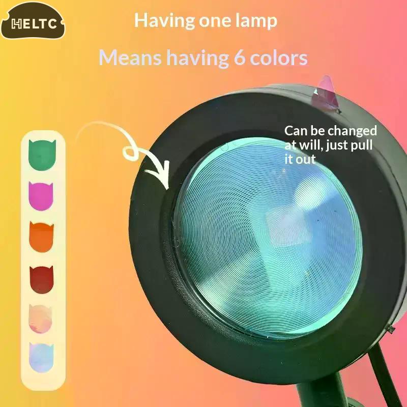 Mini USB Sunset Lamp Led Projector Night Light 6 Colors Switch Rainbow Atmosphere Home Bedroom Background Wall Decoration Gift