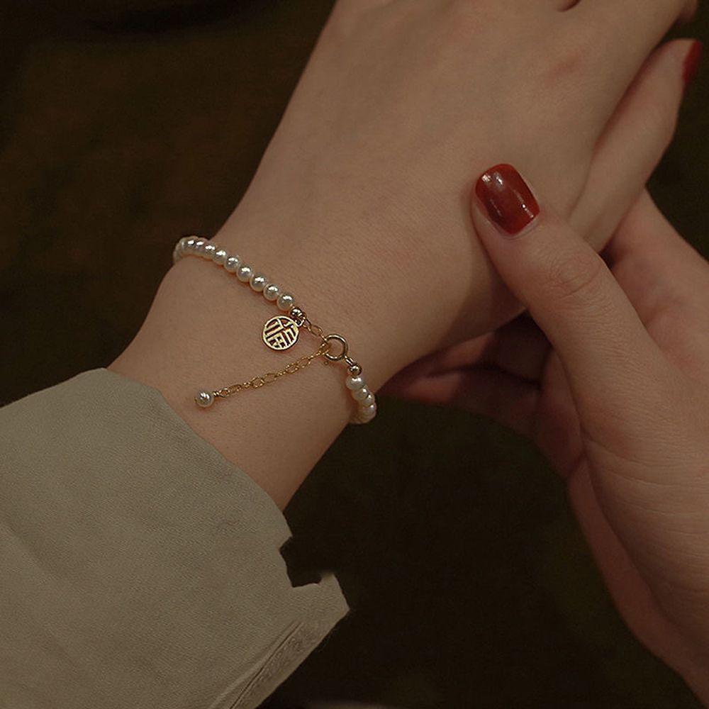 Temperament Fashion Chain Good Luck Hand Chain Pearl Pendant Korean Style Bracelet Women Bracelet