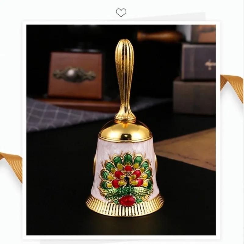 Alloy Hand Bell Dinner Bell Handicraft Engraved Peacock Hand Bell Loud and Clear Sound School Church Christmas BellAlloy Gift