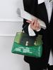 2024 Crocodile Pattern Patent Leather Women's Accordion Shoulder Bag - Fashionable, High-End Design