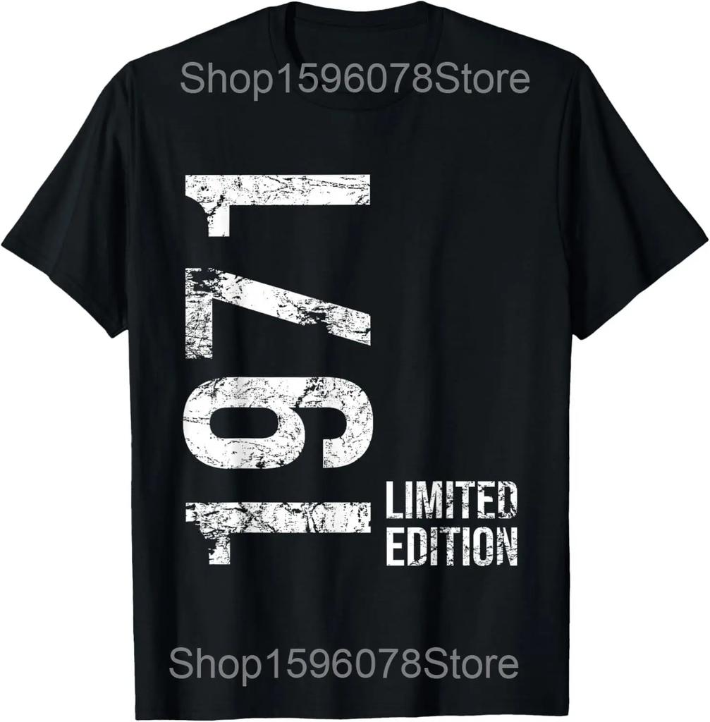 Awesome Since 1971 Birthday Retro T Shirts Men Women Pure Cotton Humor Streetwear Tee Shirt Short Sleeve Unisex Loose Clothing