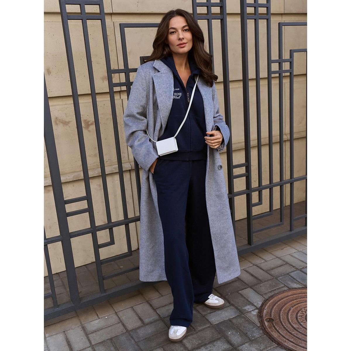 

Women s Fall Winter Cropped Zip-up Hoodie & Pants Set 2 Pieces Casual Sportswear Outfit for European American Style S тёмно-синий