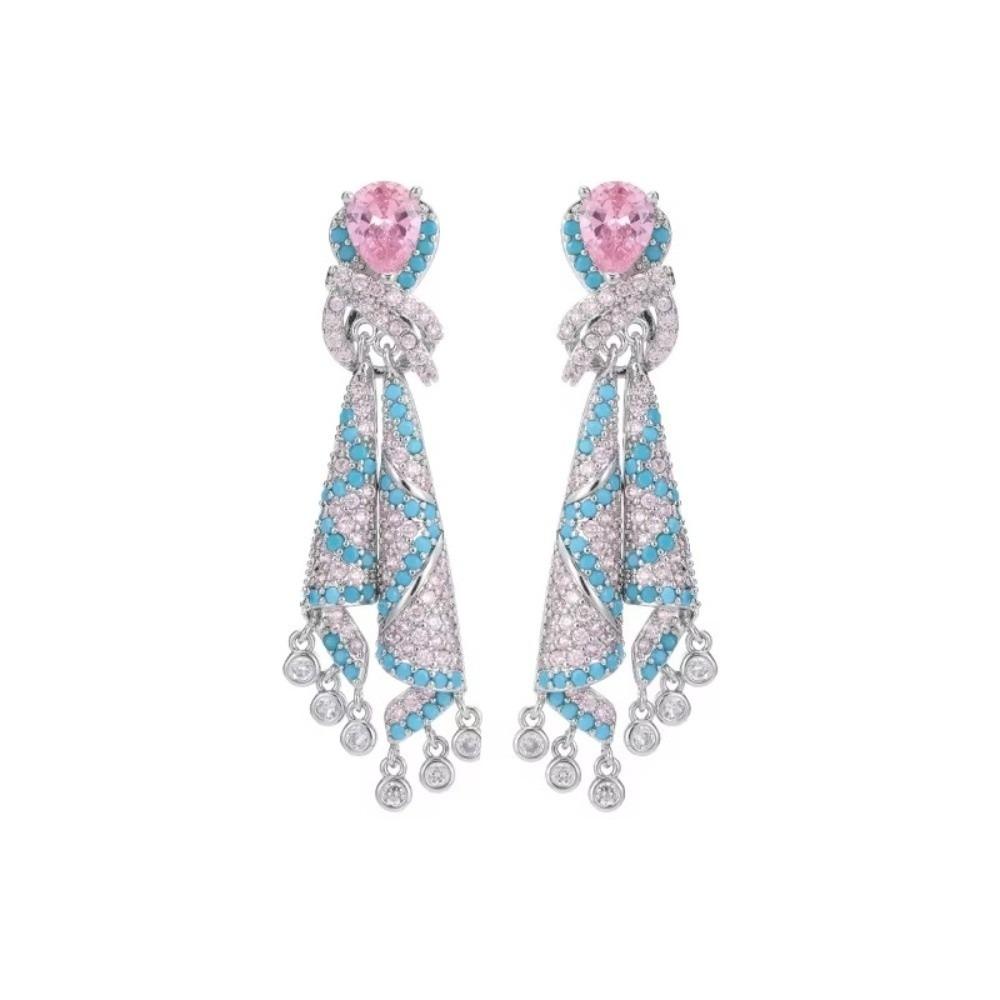 Zircon Knotted Earrings Light Luxury Pendant Earrings Elegant Crystal Studded Earrings  Banquets