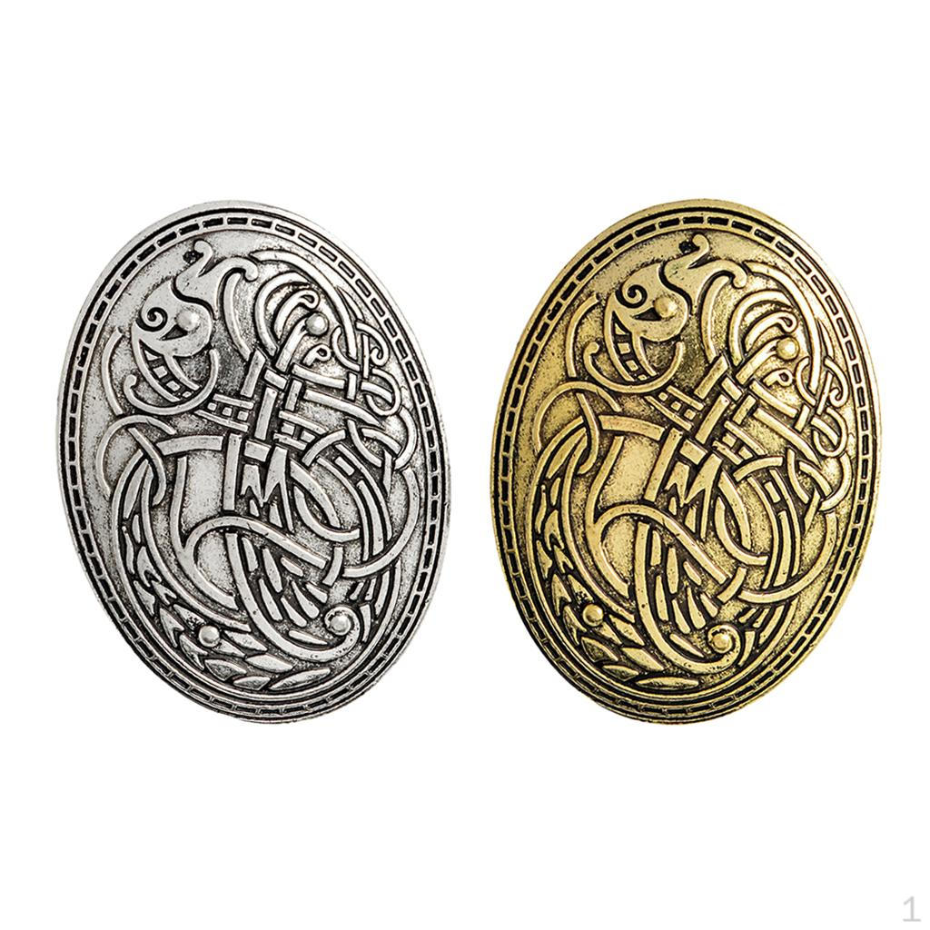 2pack Viking Wolf Pattern Brooch Badge for Clothes Shirts Jacket Accessories