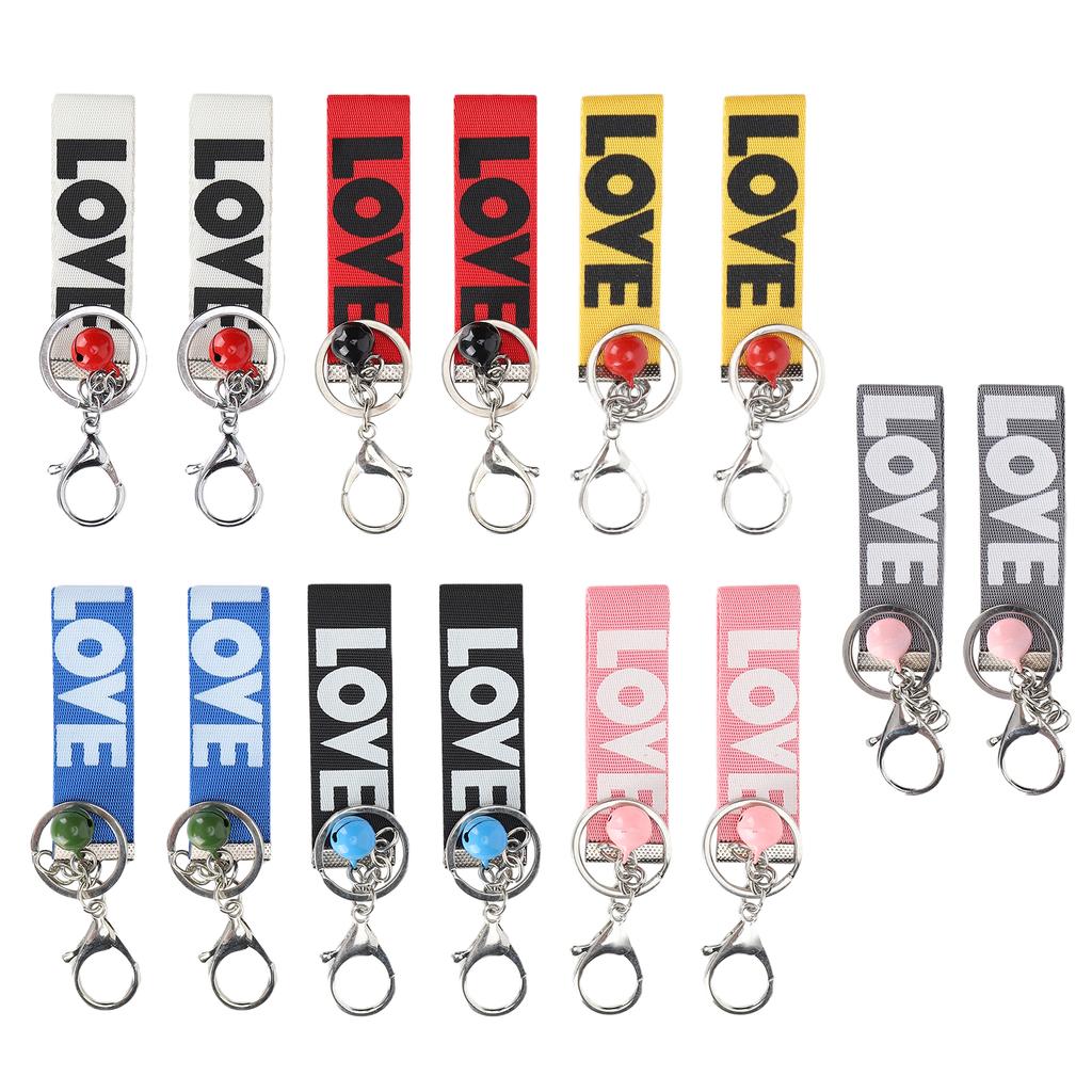 14PCS Key Chain with Tinkle Bell Polyester MultiColor for Schoolbag Suitcase Gift