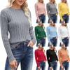 Suéter holgado informal de manga larga con cuello redondo a la moda para mujer