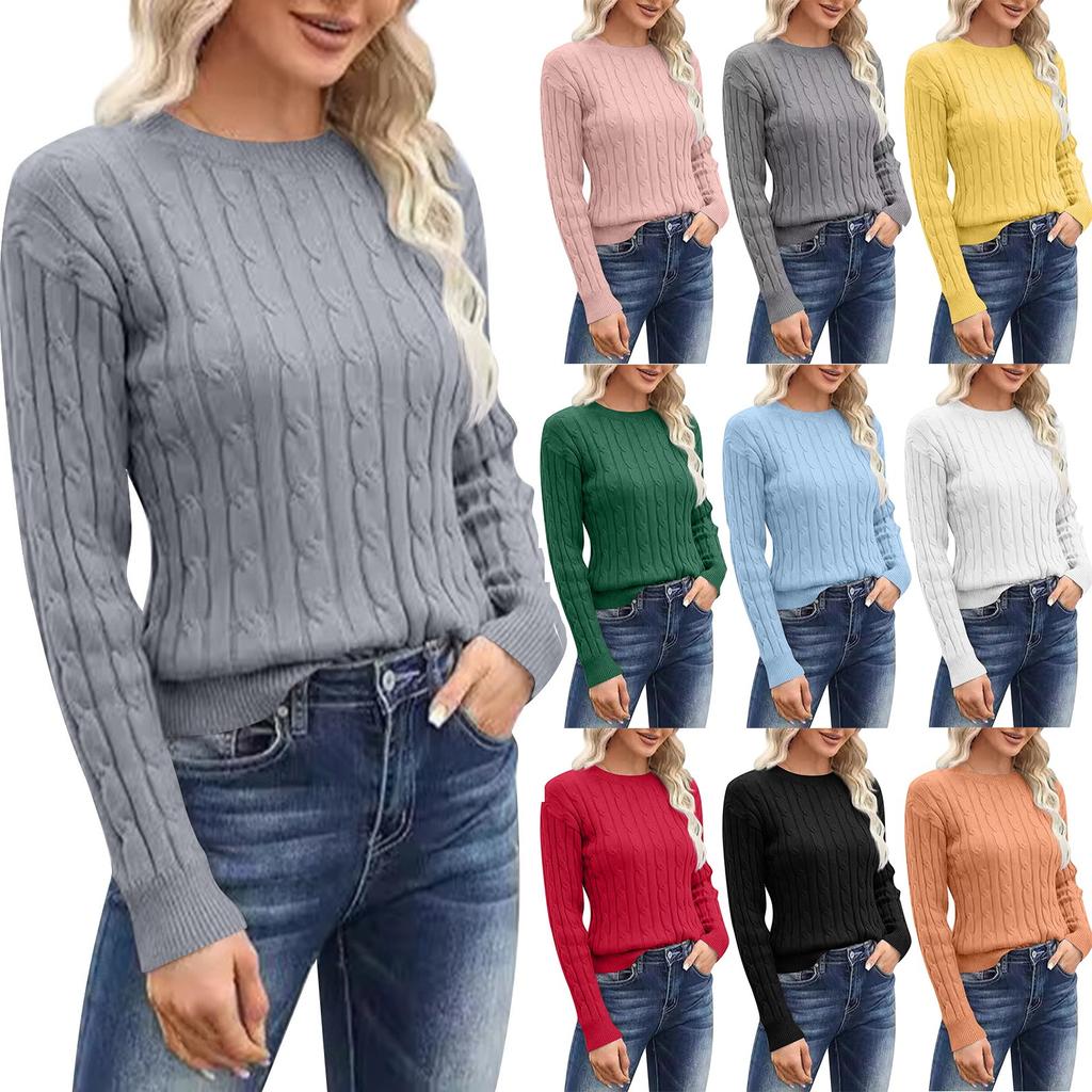 Women's Fashion Crew-neck Long-sleeved Casual Loose Pullover Sweater