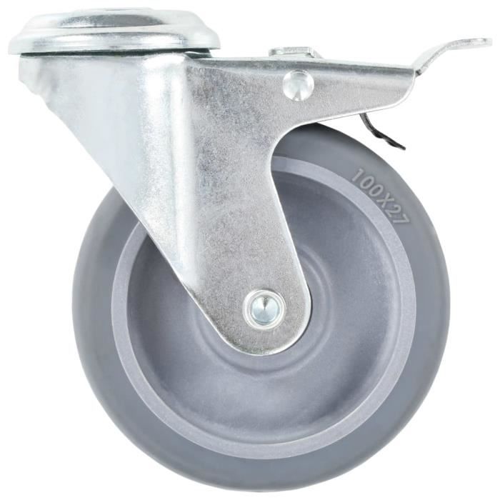 VidaXL 4pcs Roulettes pivotantes à trou de boulon à double frein 100mm