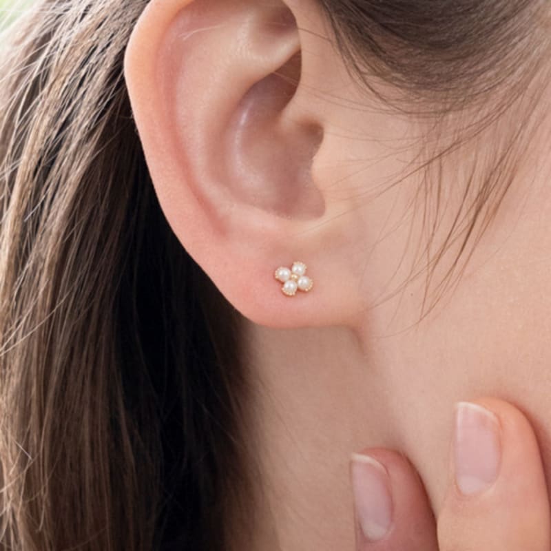 BEFORE MOONRISE [14K] Clover Pearl Earrings GE9