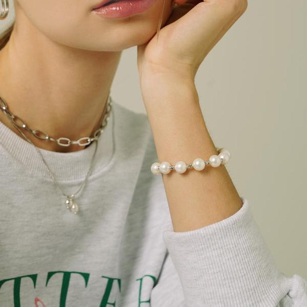 [Ost] [Must-Have Fall Items] Classic Volume 8mm Pearl Silver Bracelet Otb1229L8Pwi