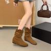 Flat-bottomed wasteland short boots women's summer new Martin boots stacking boots autumn and winter western cowboy boots