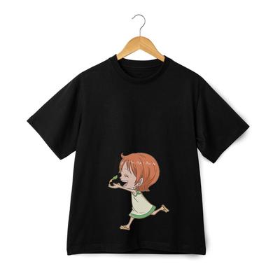 One Piece Nami Chibi Running Graphic T-shirt - Trendy Anime Streetwear Tee
