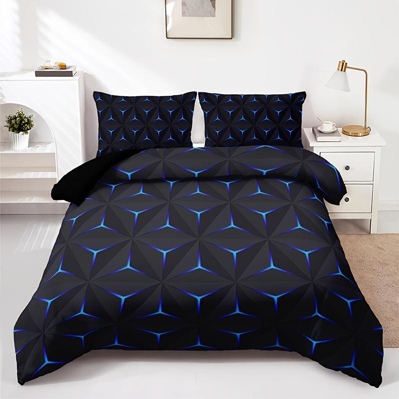 Fashion Blue Argyle Print Duvet Cover Set Soft And Skin-friendly Bedding Set For Bedroom Guest Room