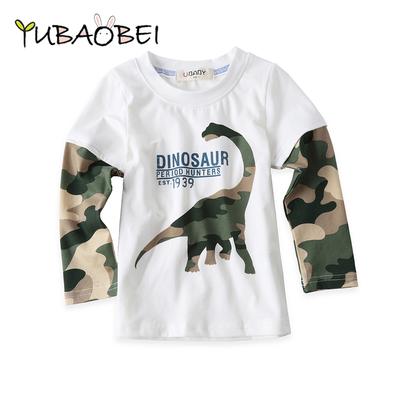Srping Cotton Cartoon Dinosaur Boys Long Sleeve T-Shirt Casual Fashion O-neck Autumn Children Clothing Best Sport Kids Top