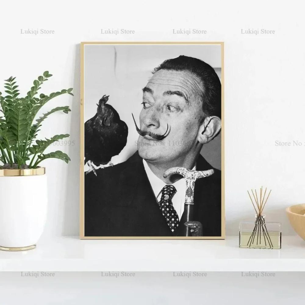 Poster Imprimeuri Portret Alb Negru Salvador Dali Fierbinte Cadouri Artist Pop Pictură pe Pânză Artă de Perete Imagine Living Decor Acasă